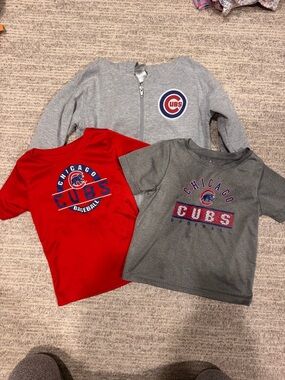 Genuine Merchandise Chicago Cubs Kids Tee & Zip Hoodie Set - Red & Gray
